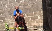 ebony street slut gets hardcore gangbang fucked wet pussy by black group