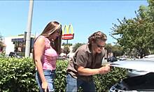 Hot Milf Delivers Shaved Pussy Handjob and Deep Blowjob to Boyfriend