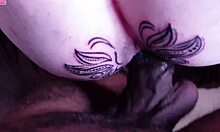 lorrany's tattooed asshole stretched in rough anal fuck after
