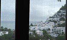 stepmom lets me watch and stroke her hairy pussy right on the beach