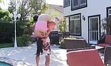 petite cheerleader deepthroats stepdaddy's cock rough before cum in mouth