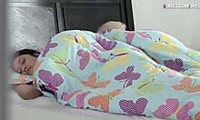 Amateur teen besties devour one huge cock at sleepover! Wild sharing frenzy explodes!