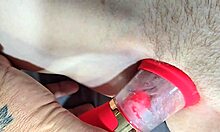 cheap toy shoves in wet shaved pussy makes slut orgasm crazy fast