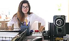 Clothed latina bends for monster cock cumshot 💦👓