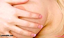 cutie blonde teen shows off her sexy petite body on sofa for daddy interview