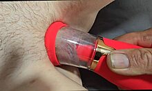 cheap toy shoves in wet shaved pussy makes slut orgasm crazy fast