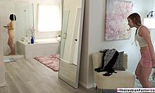 Big Tits MILF Busts Lesbian Teen Masturbating!