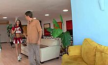 the flirty teen cheerleader spots the dilf and hops on for a wild skirt-lifting ride