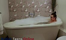British Teen 18+ Toys Her Tits and Masturbates Naughtily in Bath