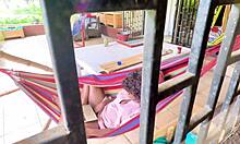 lazy sunday catches flow hammock masturbation on patio