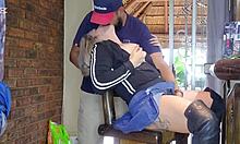 blonde gym wife cheats hard squirting all over in shaved close-up action