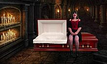 GRANNY VAMPYRA PEGS SUCKS AND DRINKS CUM IN LEATHER STRAPON RIDE