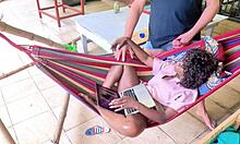 lazy sunday catches flow hammock masturbation on patio