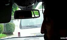 Slim tattooed teen's saggy tits bounce wildly as fat older guy pounds her tight hole