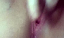 chubby babe rams huge dildo deep in fat pussy lips close-up till squirting mess