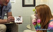 Redhead patient nympho gags on doctor's cock before deep pussy pounding in hospital