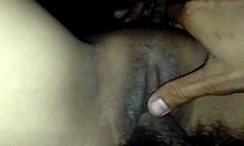 pretty shaved tight pussy gets licked fingered then creampied to orgasm