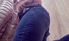 nicoletta struts confidently into stores squeezing her curvy 40-year-old body into tiny jeans that hug every exaggerated seductive curve