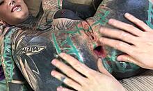 dreadlocks tattoo goth fists latex ass gaping in quick solo play