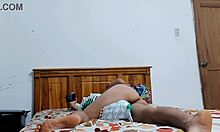 mother-in-law slowly strips panties aside revealing her fat pussy lips wide open