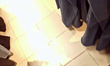 nicoletta struts confidently into stores squeezing her curvy 40-year-old body into tiny jeans that hug every exaggerated seductive curve