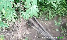 Blonde Bush Girl Rewards Palm Harvester with Wild Outdoor Big Cock Pounding