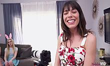 stepcousins emma starletto jewelz blu lacy lennon turn into bad bunnies hopping on cock 🐰💦