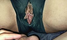 hey you won't believe how fast this monster cock unloads a huge cumshot on her tight shaved pussy