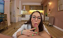 hot romanian teacher 😍 teases student with blowjob then takes facial cumshot 💦👅