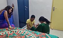 amateur desi ffm threesome two wet girls fuck skinny guy deep