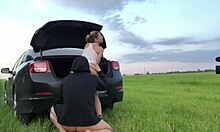 Sex outside with skinny blonde teen