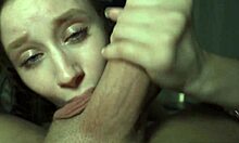 blue eyed lily blossom slurps two big cocks like a total cum dumpster