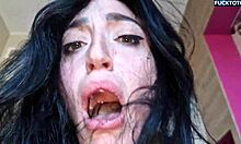 real skinny babe squirts hard at 14:30 then huge facial cumshot floods her