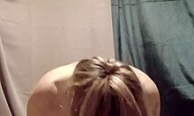 french housewife bound in stockings endures humiliating self uro session with belt whips