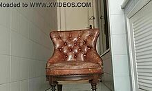 Big Dick Guy Jerks Monster Cock In Bathroom Armchair!