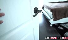 Skinny Teen 18+ Step Sister Deepthroats Pervy Stepbrother's Cock While Spying