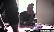 masked men take turns on blonde teen's every hole