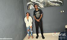 chica PETITE 18+ tries BIG BLACK COCK for first time sucking and fucking petite body