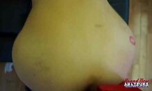 blonde neighbor raelyn deepthroats then bends for pounding before laundry