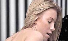 Petite teen babe teases her smooth tight pussy with toys