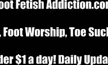 her long slender toes tease him into desperate foot sucking submission