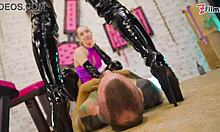 Slave Licks Boots While Strapon Face Fucks Her Punished!