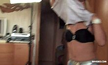 German lesbian amateurs tease with strapon anal threesome