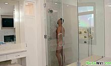 hey check out this busty blonde masseuse cherry kiss oiling up for nuru action with milan