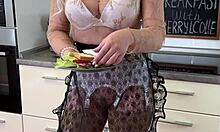 curvy mature cherrylcolle in lingerie stockings heels spanks fat ass over breakfast