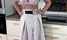 curvy mature cherrylcolle in lingerie stockings heels spanks fat ass over breakfast