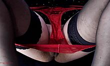 Peeking under 50-year-old french housewife's hairy miniskirt pussy