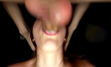 her tight throat gags wildly on my huge cock until i unload balls deep inside