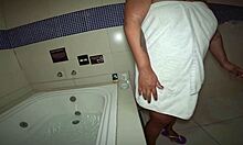 Horny motel slut fingers pussy in tub then exhales smoke teasingly into your mouth?