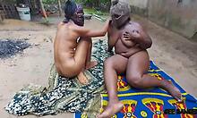 i bend over kitchen counter for two long dicks pounding my ebony curves